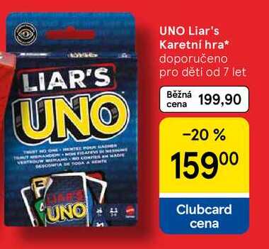 UNO Liar's Karetní hra, doporučeno pro děti od 7 let