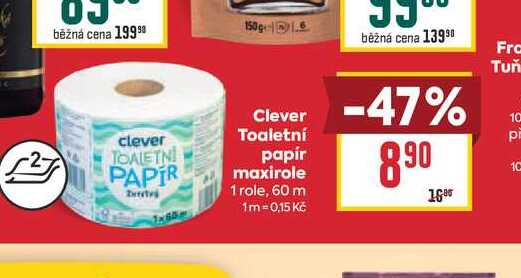 Clever Toaletní papír maxirole 1 role, 60 m