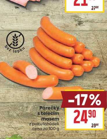 Párečky s telecím masem z pultu lahůdek cena za 100 g