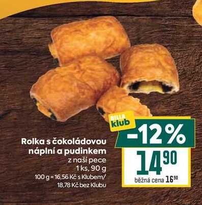 Rolka s čokoládovou náplní a pudinkem z naší pece 1ks, 90 g 