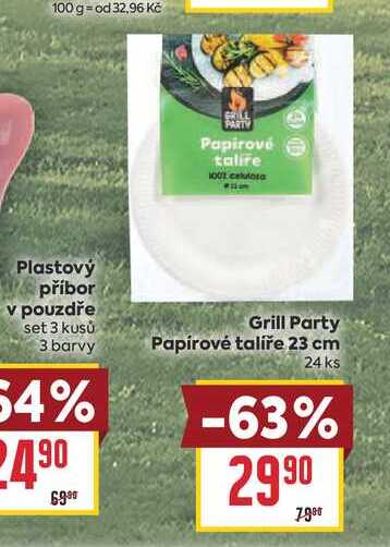 Grill Party Papírové talíře 23 cm 24 ks