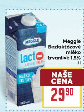 Meggle Bezlaktózové mléko trvanlivé 1,5% 1l