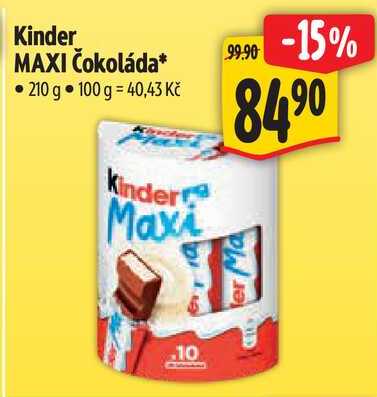Kinder MAXI Čokoláda, 210 g