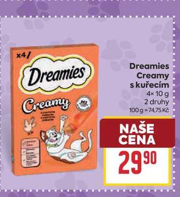 Dreamies Creamy s kuřecím 4× 10 g