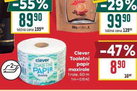 Clever Toaletní papír maxirole 1 role, 60 m 