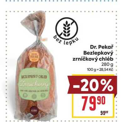Dr. Pekař Bezlepkový zrníčkový chléb 280 g 