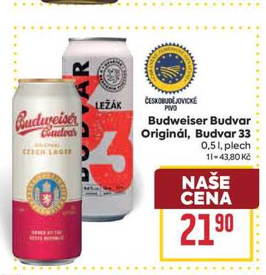 Budweiser Budvar Originál, Budvar 33 0,51, plech 