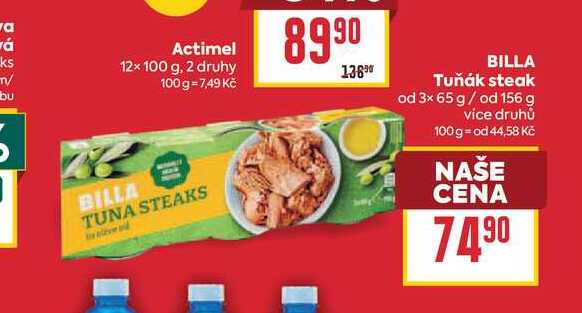 BILLA Tuňák steak od 3× 65 g/ od 156 g
