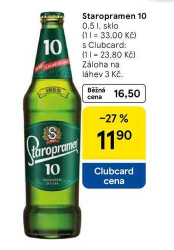 Staropramen 10, 0.5 l, sklo