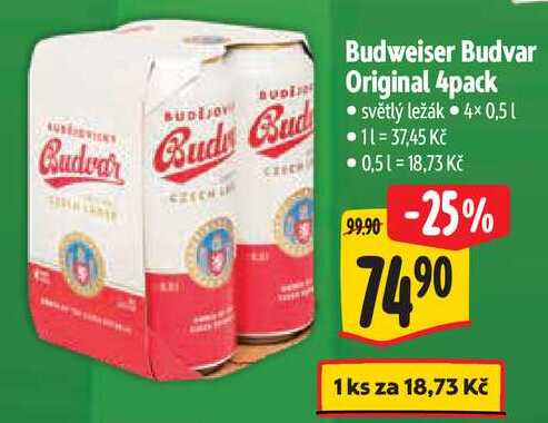 Budweiser Budvar Original 4pack, 4x 0,5 l