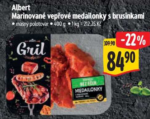 Albert Marinované vepřové medailonky s brusinkami, 400 g