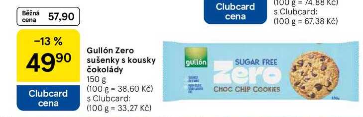 Gullón Zero sušenky s kousky čokolády, 150 g 