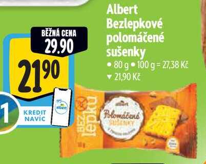 Albert Bezlepkové polomáčené sušenky, 80 g