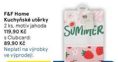 F&F Home Kuchyňské utěrky, 2 ks. motiv jahoda  