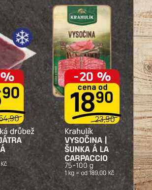 VYSOČINA | ŠUNKA Á LA CARPACCIO 75-100 g